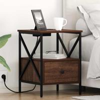 Nachtkastje met lade 2 pcs bruin eikenkleur 41,5 x 40,5 x 55 cm