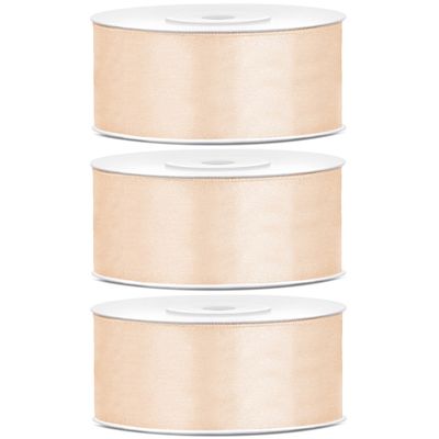 3x Hobby/decoratie creme satijnen sierlinten 2,5 cm/25 mm x 25 meter