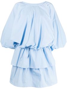 Goen.J robe en popeline à manches bouffantes - Bleu