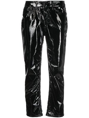 DONDUP pantalon court à effet de brillance - 999 BLACK