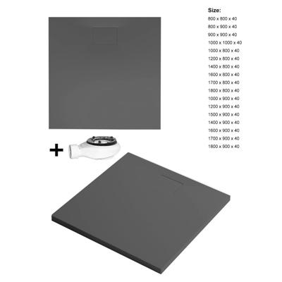 Douchevloer Xenz Flat Zero | 120x80 x4 | Incl.Afvoersifon-Chroom | Acryl | Rechthoekig | Antraciet