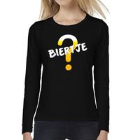 Biertje tekst t-shirt long sleeve zwart voor dames - thumbnail