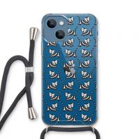 Zwarte poes: iPhone 13 mini Transparant Hoesje met koord