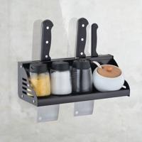 30cm keuken multifunctionele wand kruiderij houder opberg rek (zwart)