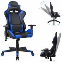Bureaustoel racing gaming chair style uitvoering high design Thomas zwart blauw - thumbnail