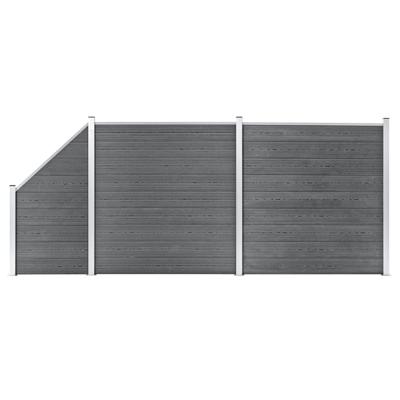 Schuttingset 2 vierkant en 1 schuin 446x186 cm HKC grijs