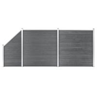 Schuttingset 2 vierkant en 1 schuin 446x186 cm HKC grijs