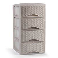 Ladeblokje/bureau organizer met 4x lades - beige - L18 x B25 x H33 cm - plastic