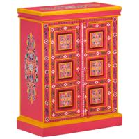 Wandkast handgeschilderd massief mangohout roze Wandkast handgeschilderd massief mangohout roze