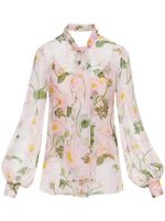 Oscar de la Renta chemise en soie à imprimé tulipes - Rose