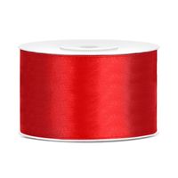 1x Rode satijnlint rollen 3,8 cm x 25 meter cadeaulint verpakkingsmateriaal   -