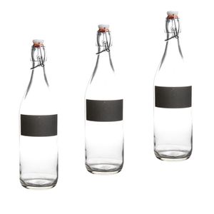 5x stuks waterfles/Weckfles met krijtvak van 970 ml