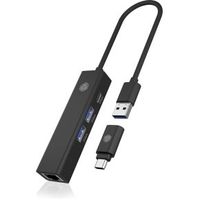 ICY BOX IB-HUB1439-LAN Bedraad USB 3.2 Gen 1 (3.1 Gen 1) Type-A Zwart - thumbnail