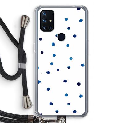 Blauwe stippen: OnePlus Nord N10 5G Transparant Hoesje met koord