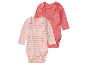 lupilu 2 babyrompers (74/80, Roze/gestreept)