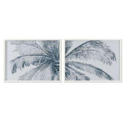 Schilderij Home ESPRIT Blauw Wit Palmen Mediterrane 80 x 2 x 60 cm (2 Stuks)