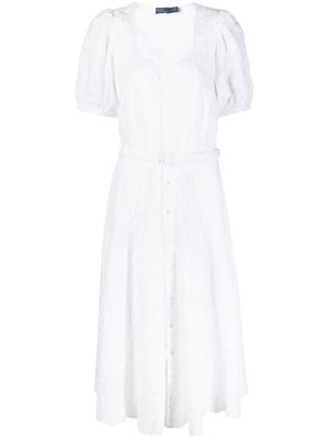 Polo Ralph Lauren robe ceinturée à broderie anglaise - Blanc