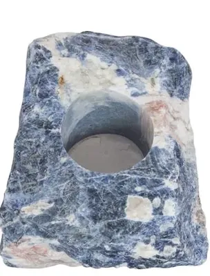 Waxinelichthouder Edelsteen Sodaliet Blauw (ca. 10 cm)