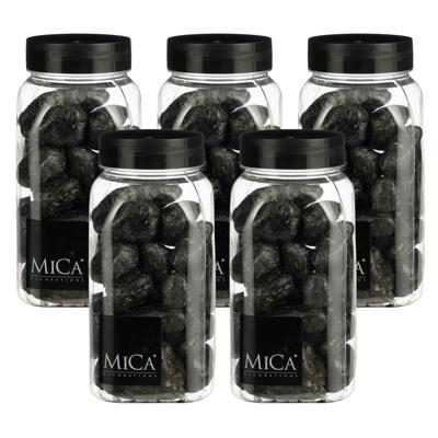 Mica Decorations decoratie stenen - 5x - 650ml - groot - antraciet mix - hobby steentjes