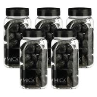 Mica Decorations decoratie stenen - 5x - 650ml - groot - antraciet mix - hobby steentjes