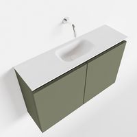 Toiletmeubel Mondiaz Ture | 80 cm | Meubelkleur Army | Eden wastafel Talc Midden | Zonder kraangat