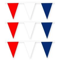 3x Rode/witte/blauwe Franse/Frankrijk slinger van stof 10 meter feestversiering - Vlaggenlijnen - thumbnail