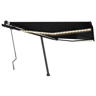 Luifel handmatig uittrekbaar met LED 450x300 cm antracietkleur