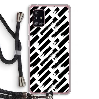 Zwarte vegen: Samsung Galaxy A51 5G Transparant Hoesje met koord
