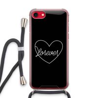Forever heart black: iPhone SE 2020 Transparant Hoesje met koord