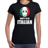 Italie emoticon Happy to be Italian landen t-shirt zwart dames