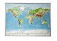 Wereldkaart - Reliëfkaart Wereld met voelbaar 3D reliëf 77 x 57 x 4,5 cm | GeoRelief