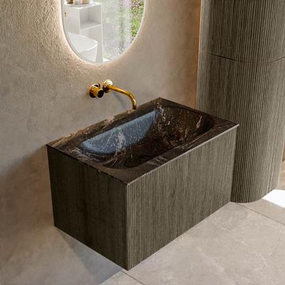 Badmeubel Mondiaz Kurve-Dlux | 70 cm cm | Meubelkleur Shadow | Wastafelkleur Lava | Solid surface | Wasbak midden spoelbak | Zonder kraangat(en)