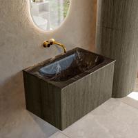 Badmeubel Mondiaz Kurve-Dlux | 70 cm cm | Meubelkleur Shadow | Wastafelkleur Lava | Solid surface | Wasbak midden spoelbak | Zonder kraangat(en)