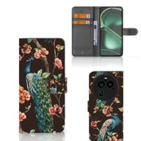 OPPO Find X6 Pro | Telefoonhoesje | Met pasjeshouder | Pauw met Bloemen