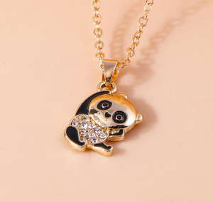 Beschermende Goudkleurige Panda ketting met Zirkonen - Sieraden - Spiritueelboek.nl