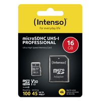 Intenso Professional microSDHC-kaart 16 GB Class 10, UHS-I Incl. SD-adapter - thumbnail