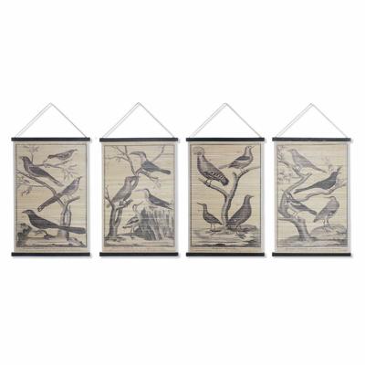 Canvas DKD Home Decor Vogels 60 x 2 x 90 cm Cottage (4 Onderdelen)