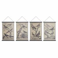 Canvas DKD Home Decor Vogels 60 x 2 x 90 cm Cottage (4 Onderdelen)