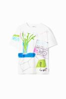 T-shirt met tekeningenprint - WHITE - L