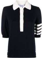 Thom Browne polo Hector 4 bandes signature - Bleu - thumbnail