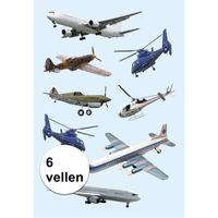 Papieren stickers helikopters 6 stuks