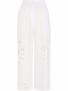 Dolce & Gabbana pantalon court en lin à broderies - Blanc