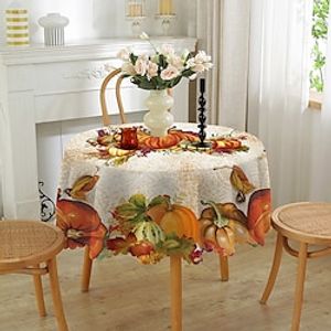 rond herfst Thanksgiving tafelkleed pompoen decoratief vakantie tafelkleed seizoensgebonden eettafel hoes, waterdicht en wasbaar tafelkleed voor feestkeuken eetkamer binnen Lightinthebox