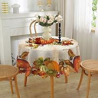 rond herfst Thanksgiving tafelkleed pompoen decoratief vakantie tafelkleed seizoensgebonden eettafel hoes, waterdicht en wasbaar tafelkleed voor feestkeuken eetkamer binnen Lightinthebox - thumbnail