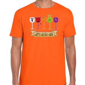 Halloween verkleed t-shirt heren - wijn monster - oranje - themafeest outfit