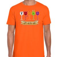 Halloween verkleed t-shirt heren - wijn monster - oranje - themafeest outfit - thumbnail