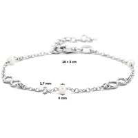 Armband Infinity zilver-zoetwaterparel wit 16-19 cm