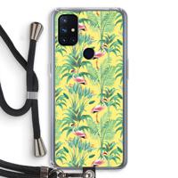 Flamingo party: OnePlus Nord N10 5G Transparant Hoesje met koord - thumbnail