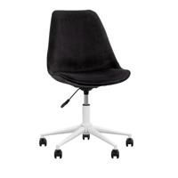 1+1 Gratis Leen Bakker - Bureaustoel Senja - Zwart - Wit Metaal - Velvet - Zwart#Wit - 65x65x87.5 Cm