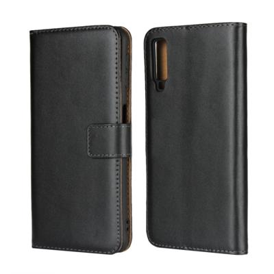 Horizontale Flip lederen case voor Galaxy A7 (2018)/A750 met magnetische gesp & houder & kaartsleuven & portemonnee (zwart)